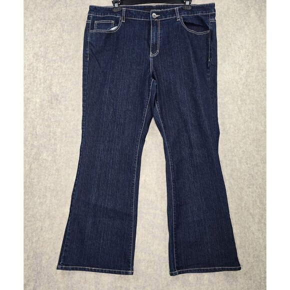 Calvin Klein Womens Bootcut Jeans Dark Wash 22W Stretch Denim Classic Fit USA - Picture 1 of 8